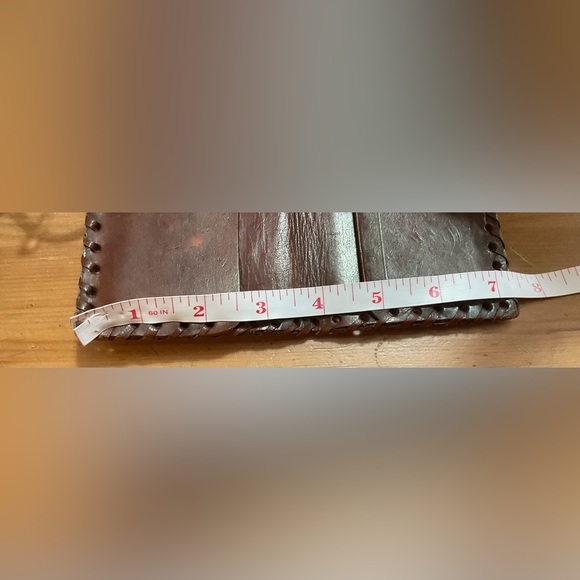 Hand crafted tooled mens leather design bifold wallet laced stitching around it. - Picture 10 of 10